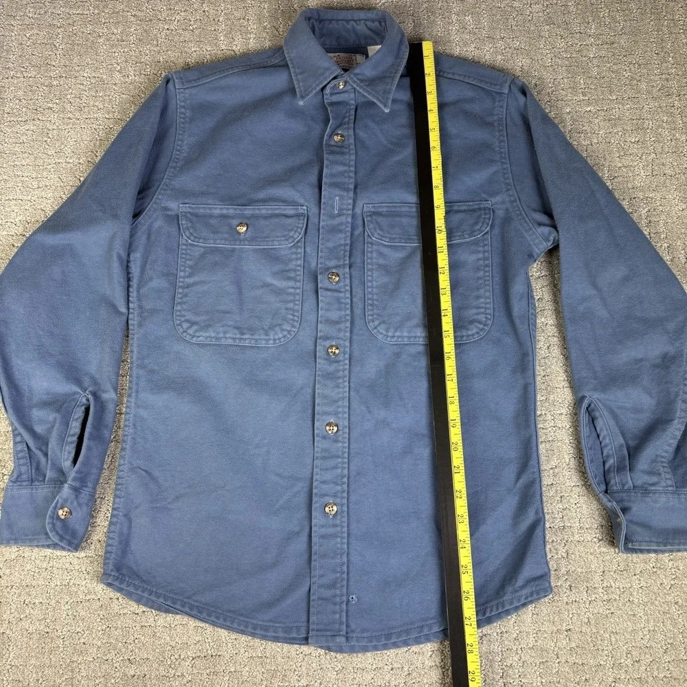 Vtg 80s Private Property Chamois Shirt Mens Small Blue Button Up Made In USA